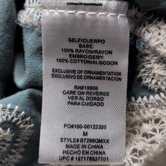 Democracy Embroidered Lace Bell Sleeve Top Boho Peasant Cottagecore Medium - Picture 8 of 12